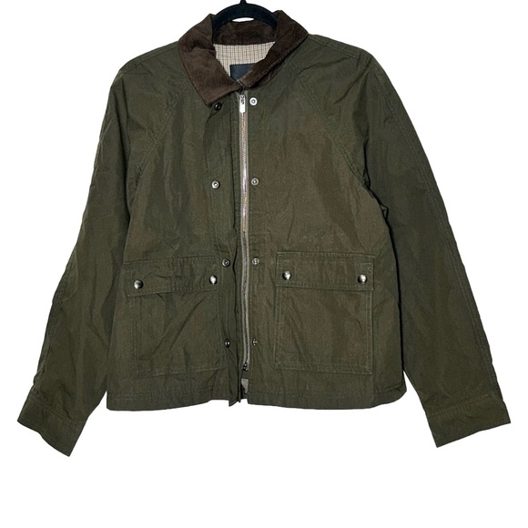 NWT Madewell Waxed Zip-Front Jacket in Trench Green, Corduroy Collar, NW759, M - Picture 6 of 16